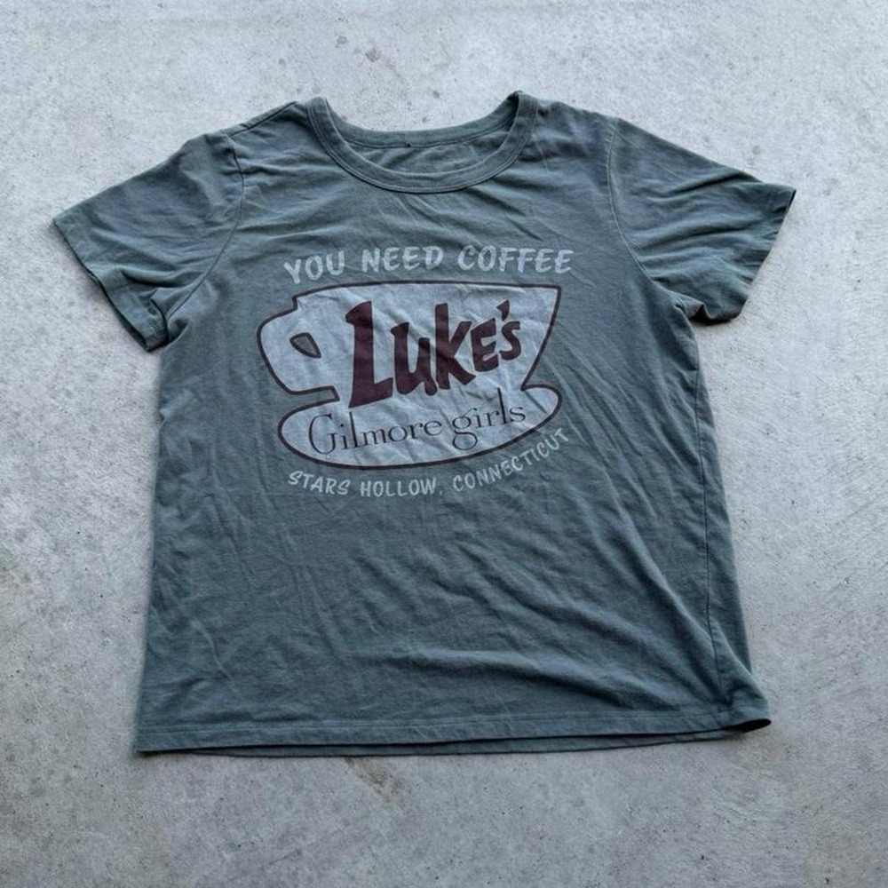 Grayish blue Gilmore Girls Luke's Diner coffee tee